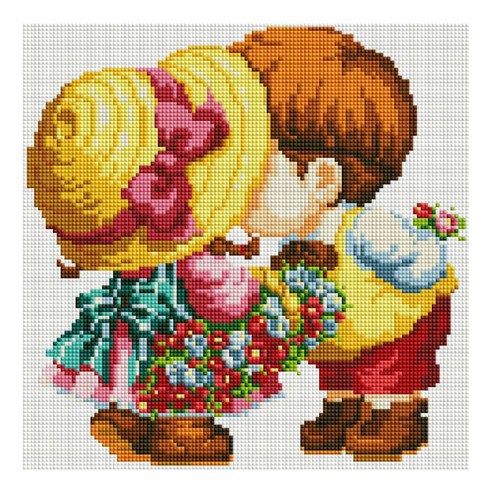 케이엠엘리 DIY 액자형 3D 러브러브 사각 보석십자수 30 x 30 cm 세트, 혼합색상, 1세트
