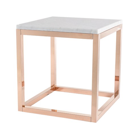 뷰티풀스페이스 대리석 티테이블 TT-01 400 x 400 x 500 mm, 비앙코카라라(대리석), 로즈 골드 밀러(프레임)