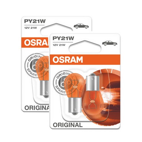 오스람 시그널램프 싱글앰버 PY21W 2p