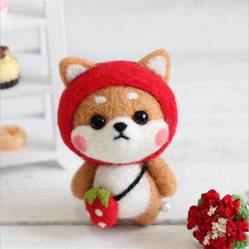 Healingcare 펠트 실 바늘 DIY 세트, 1세트, 33 스토로베리 시바