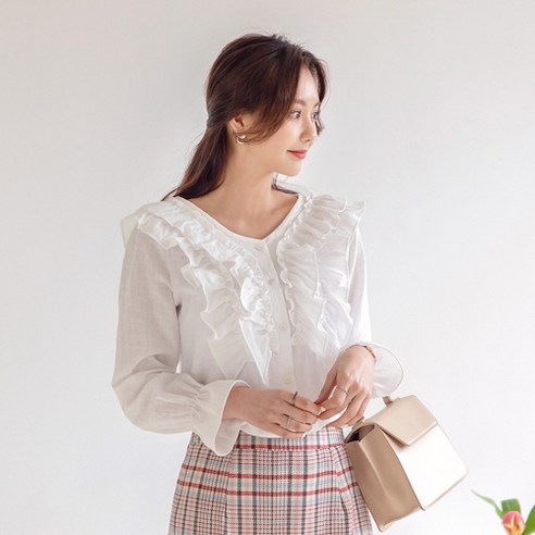 제이스타일 빅사이즈 러젤린 이중프릴 블라우스