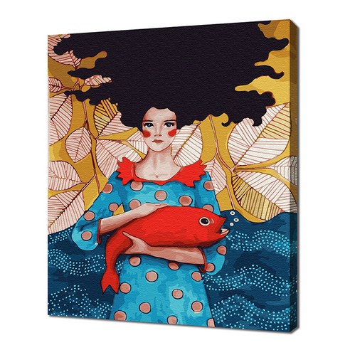 에코솔 셀프페인팅 28색 풍경화 DIY 명화 그리기 40 x 50 cm, 물고기를 안고 있는 베닐리아, 1개