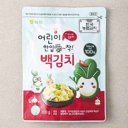 한국농협김치 어린이 한입애착 백김치, 300g, 1개