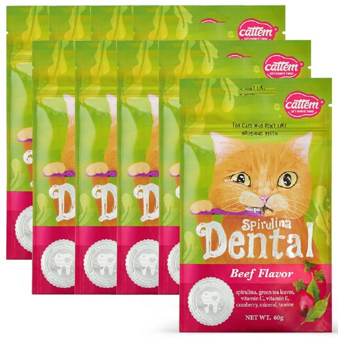 캣템 고양이 스피루리나 덴탈 간식 60g, 비프, 10개