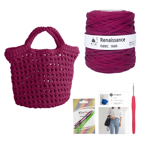 yarna 르네상스 데일리백 DIY 패키지, 바이올렛(실), 랜덤발송(코바늘), 1세트