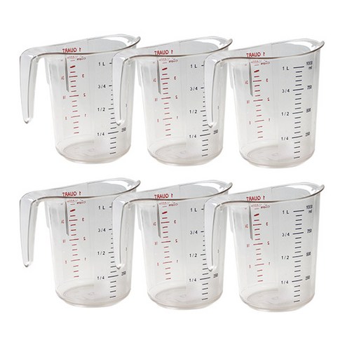 폴리카보네이트 투명 계량컵 6p, 혼합색상, 1000ml, 6개