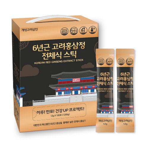 개성고려삼인 6년근 고려홍삼정 전체식 스틱 100p, 1200g, 1개