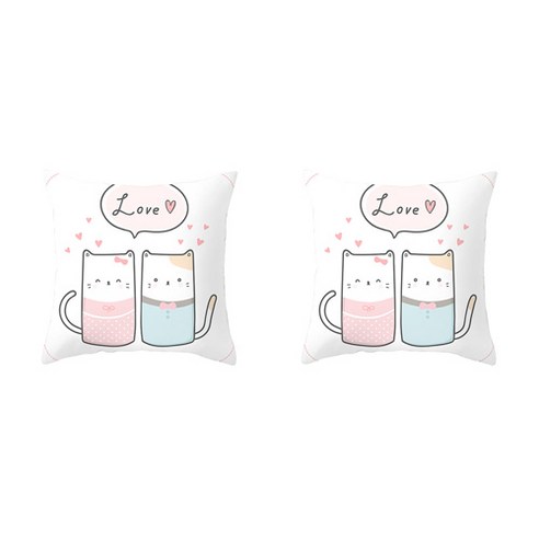 큐티 동물 그림 패턴 쿠션커버 2p