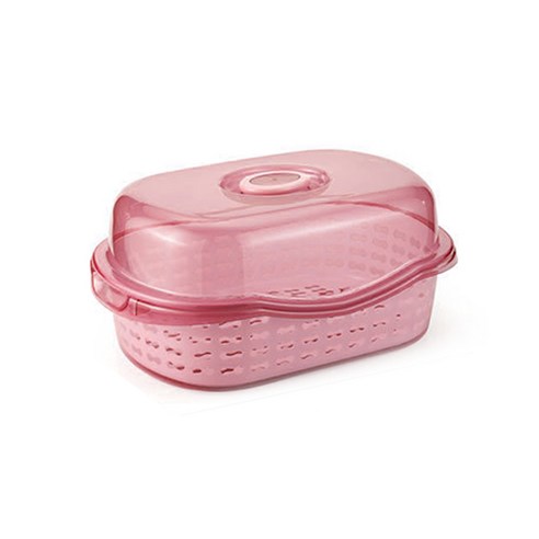 맙소샵 투명 뚜껑있는 식기건조대 RK1531 소형, 핑크