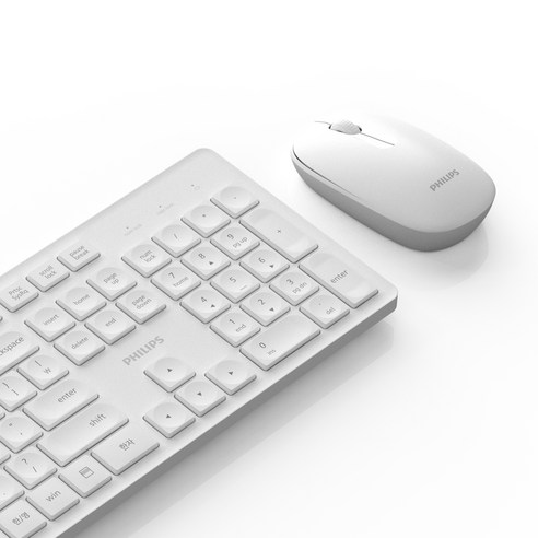 편안성, 효율성, 정밀성, 스타일이 결합된 필립스 무선 키보드 + 마우스 세트