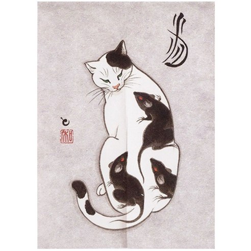 마켓에이 이자카야 일본 고양이 다용도 하프 커튼, TYPE03