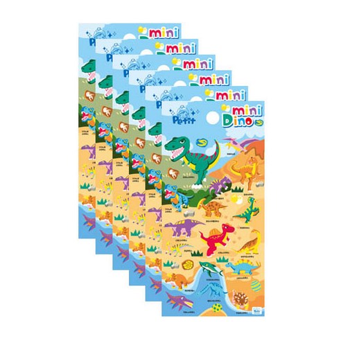 쁘띠팬시 폭신 스티커 미니다이노 DA5406, 혼합색상, 6개
