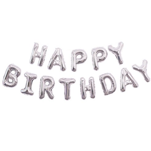 알파벳 HAPPY BIRTHDAY 풍선 세트, 실버, 1세트
