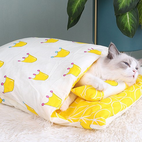 냥이 침낭 베개 세트, E 타입