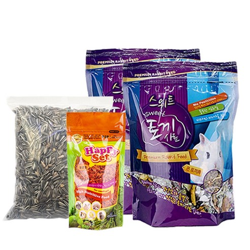 로라펫 스위트 큰 토끼 사료 750g x 2p + 당근칩 70g + 해바라기씨 380g, 1세트 토끼사탕수수