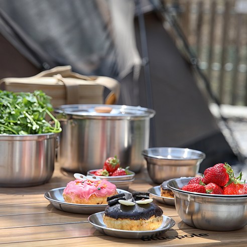 내구성 있고 청소가 쉬우며 다기능적인 브리즈문 캠핑 코펠 세트