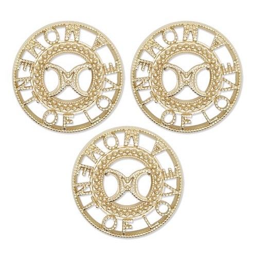 동대문단추왕 금속 단추 러비 21mm, 골드, 3개