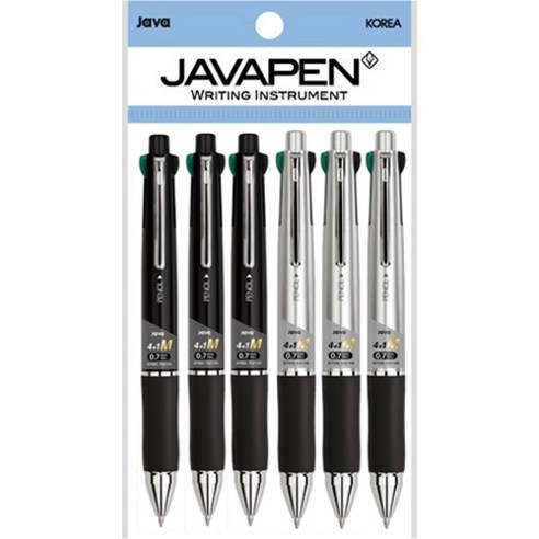 자바펜 제트4+1M 멀티펜 0.7mm 2종 x 3p, 메탈실버, 메탈블랙, 1세트