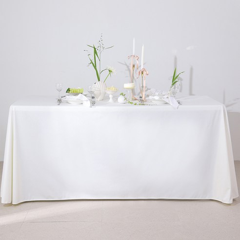 광폭 대형 고급융단 사각 테이블보, 250 x 200 cm, 화이트, 1개