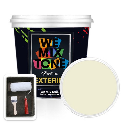 WEMIXTONE 외부용 EXTERIOR 페인트 3L + 붓 + 로울러 + 트레이 세트, WMT0331P01(페인트)