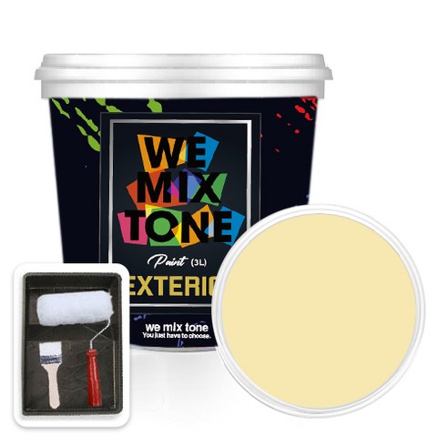 WEMIXTONE 외부용 EXTERIOR 페인트 3L + 붓 + 로울러 + 트레이 세트, WMT0333P01(페인트)