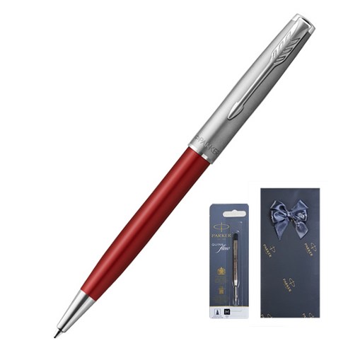 파카 소네트 에센셜 CT 볼펜 + 볼펜심 1.0mm 기프트 세트, 레드(볼펜), 블랙(볼펜심), 1세트