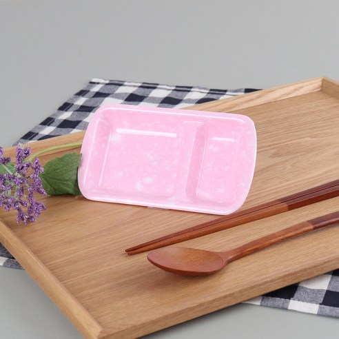 레트로 분식그릇 떡볶이 핑크팝 두칸접시, 핑크, 4개