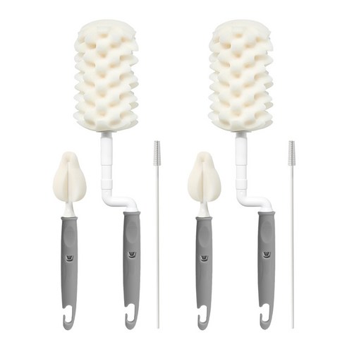 리에또 베이비 빅스펀지 회전형 젖병솔 + 젖꼭지솔 + 미니 스트로우솔 세트, 모던그레이, 2세트
