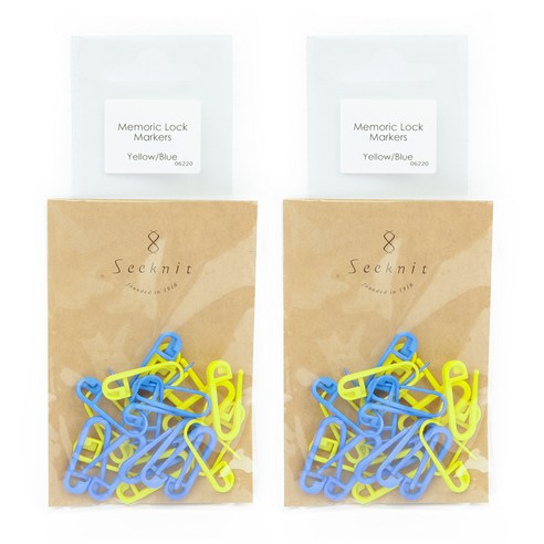 브랜드얀 Seeknit 마커 단수 옷핀 4종 x 5p 세트, 2세트, 옐로우 + 블루