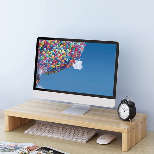 좁은 책상, 답답한 시야? 싱글 원목 모니터 받침대로 깔끔하게 해결!