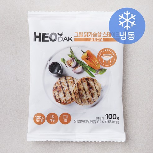 허닭 그릴 닭가슴살 스테이크 오리지널 (냉동), 100g, 1개