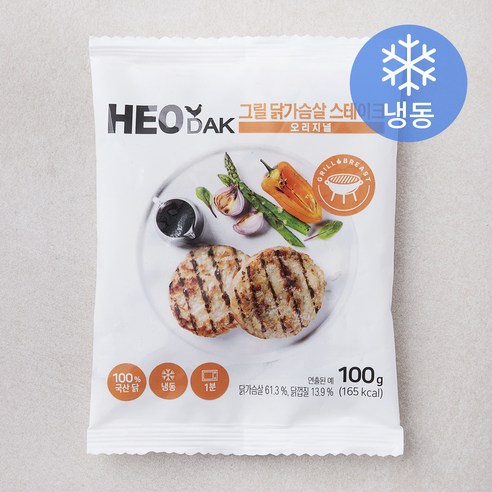 허닭 그릴 닭가슴살 스테이크 오리지널 (냉동), 100g, 6개