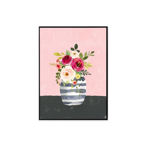 마벨인홈 인테리어 고급 포스터 꽃병B + 우드 액자 + 접착식 후크 세트, 블랙