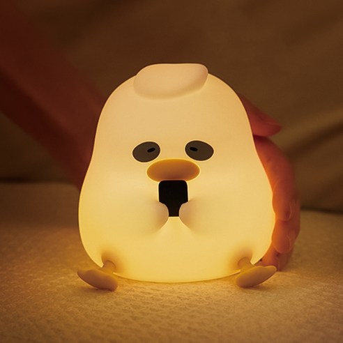 무선 밝기 조절 타이머 휴대폰 중독 판다 오리 무드등, 화이트