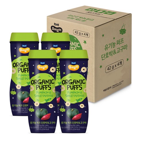 요미요미 오가닉퍼프 과자 42g, 단호박고구마, 4개