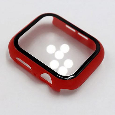 알피나케이스 애플워치 강화 유리 풀커버 컬러 케이스 42mm, 레드