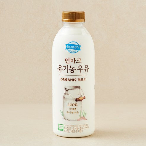 덴마크 유기가공식품 인증 유기농우유, 1개, 750ml