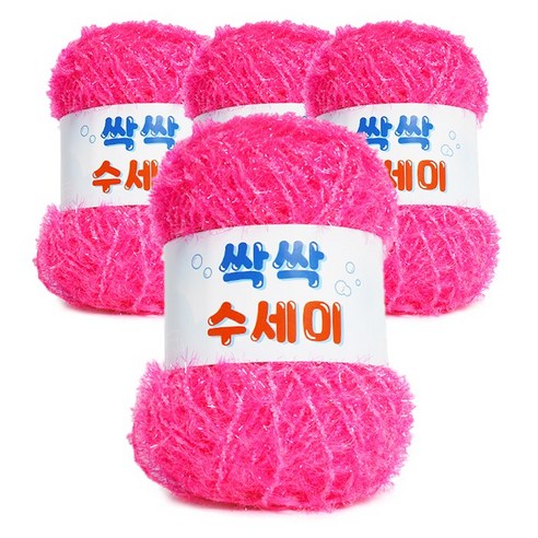 쎄비 싹싹수세미 뜨개실 80g 4p, 320 형광핑크