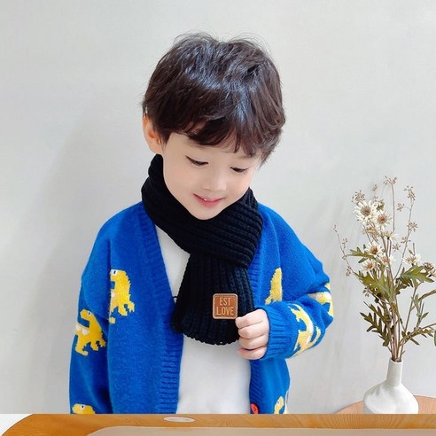 아동용 심플 꽈배기 니트 목도리