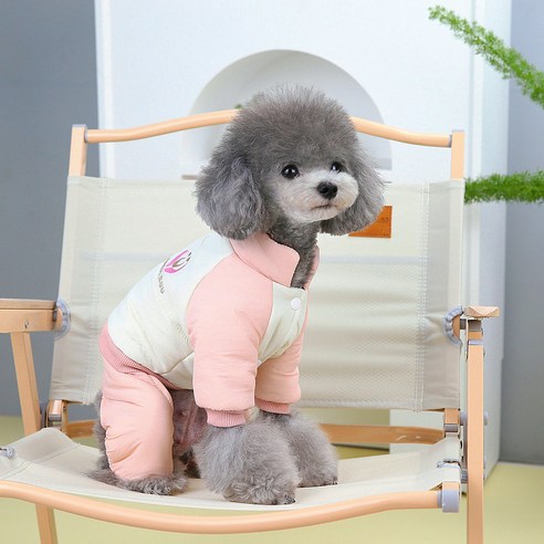 랜보어 반려동물 소프트컬러 패딩 올인원, 핑크