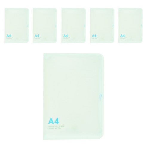 에코청운 PP 뉴 칼라 지퍼 파일 A4, 연두, 6개