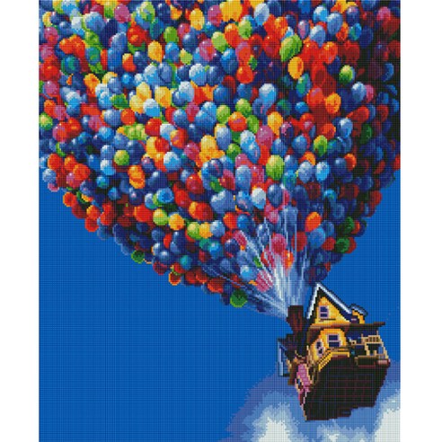 비바셀 캔버스형 보석십자수 DIY 세트 40 x 50 cm, 풍선집, 1세트