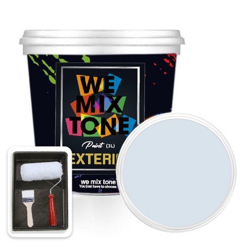 WEMIXTONE 외부용 EXTERIOR 페인트 3L + 붓 + 로울러 + 트레이 세트, WMT0401P01(페인트)