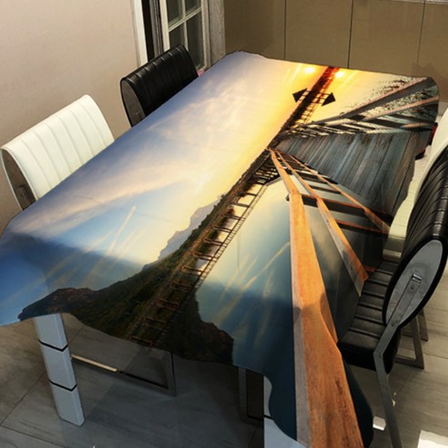 알럽홈 랜드 스케이프 프린팅 스퀘어 홈 테이블 커버, TYPE15, 140 x 180 cm