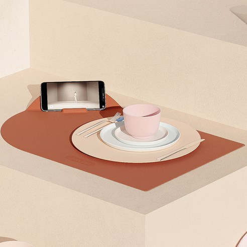 잔잔 휴대폰 거치형 실리콘 혼밥 테이블매트, 브릭, 44.5 x 29.7 x 0.15 cm, 1개