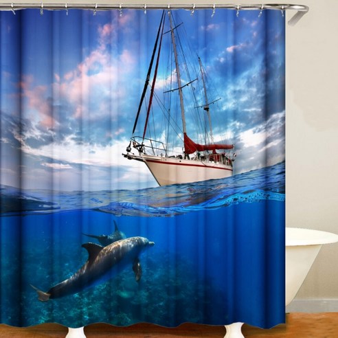 카리스 푸른 바다의 욕실 샤워 커튼 A01 180 x 180 cm, 1개