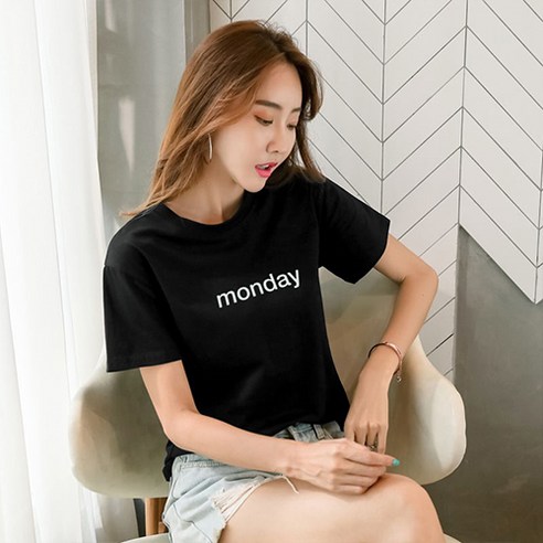 레몬소울 여성용 스멀 레터링 데일리 반팔 티셔츠