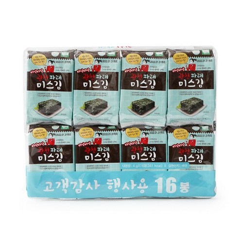 미스김 광천 파래 도시락김, 16개, 4g