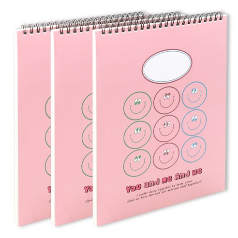 비팬시 아동용 스마일 무선 종합장 노트, 핑크이모션, 3개