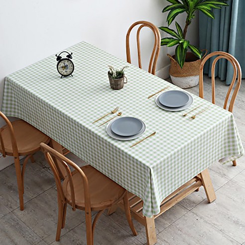 마켓A 모던 PVC 테이블매트, 체크 그린, 90 x 90 cm